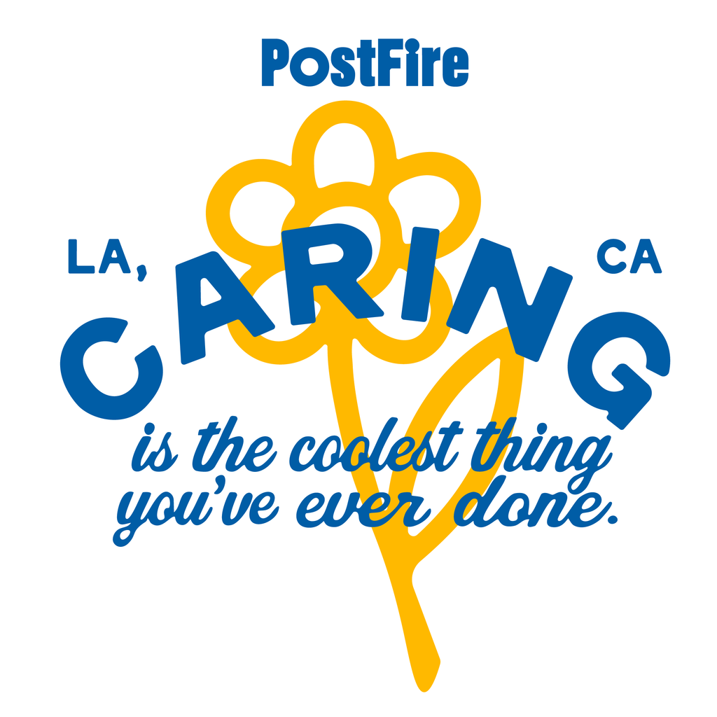 PostFire Caring Flagship Tee - Boxy Fit - White/Yellow