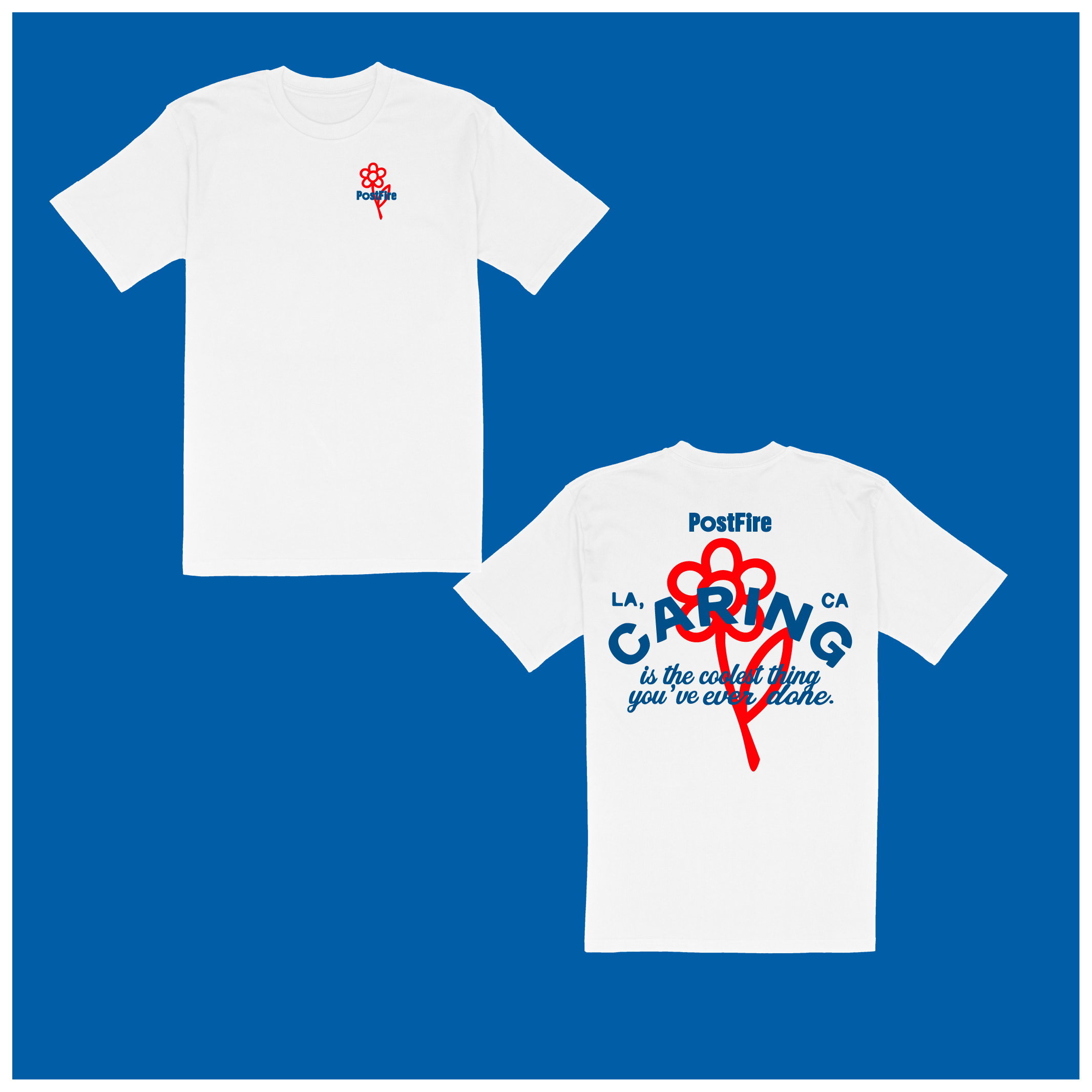 PostFire Caring Flagship Tee - Regular Fit - Red/Blue