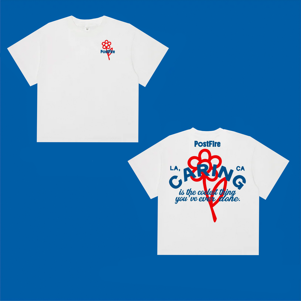 PostFire Caring Flagship Tee - Boxy Fit - Red/Blue
