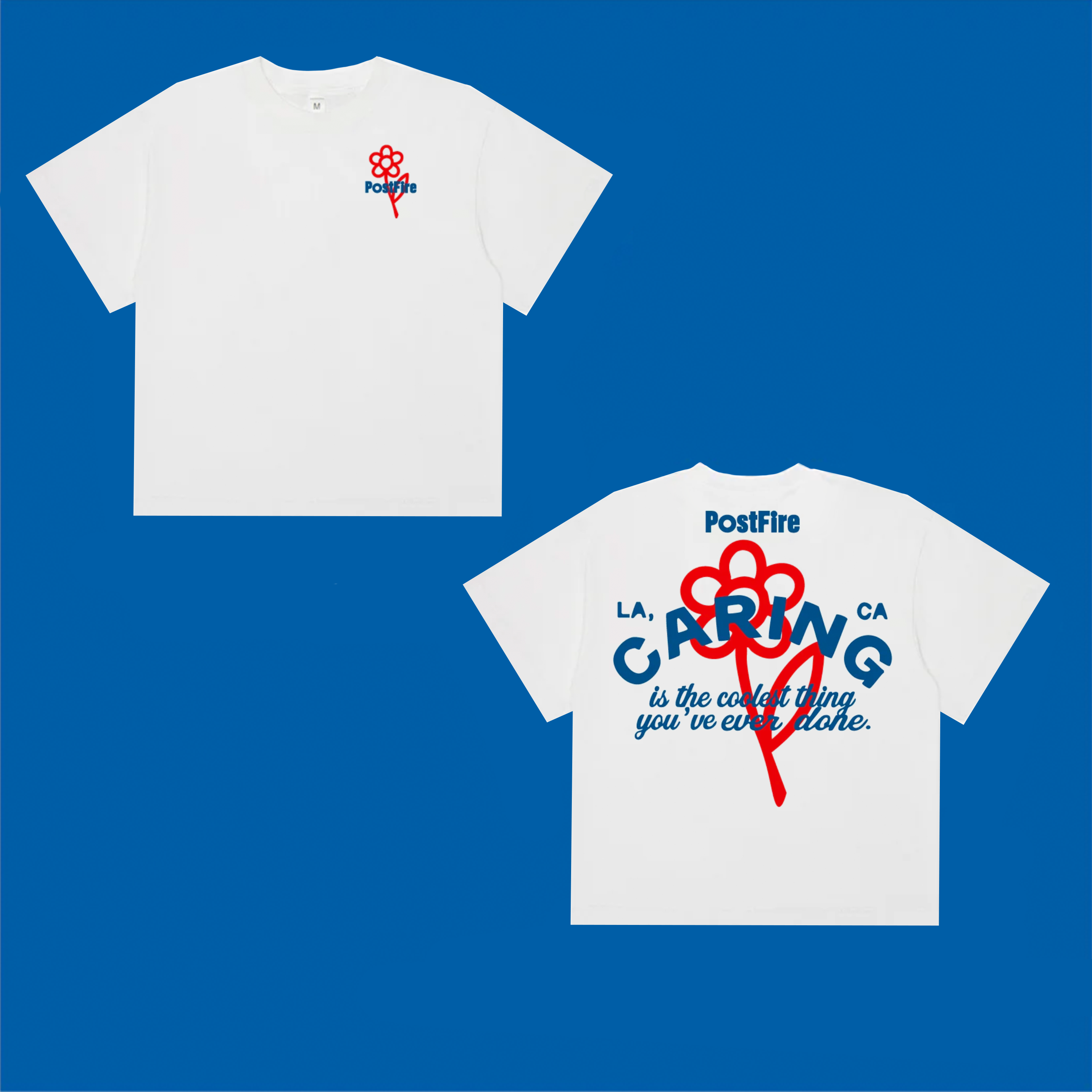 PostFire Caring Flagship Tee - Boxy Fit - Red/Blue